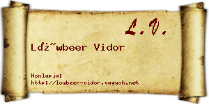Löwbeer Vidor névjegykártya